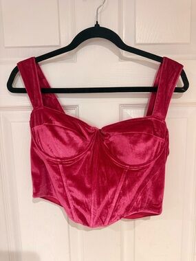 Fashion Nova Red Velvet Bustier Crop Top